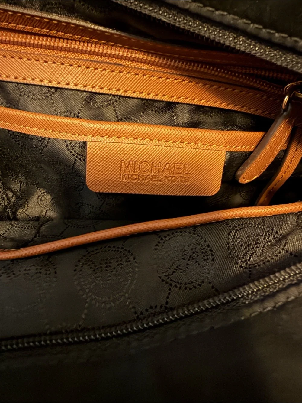 Michael Kors Black Tote with Brown Leather Trim and Gold Hardware - Picture 3 of 6
